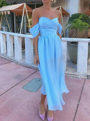 Chic Off-Shoulder Chiffon Bridesmaid Dress for Summer Events