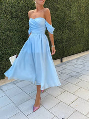 Chic Off-Shoulder Chiffon Bridesmaid Dress for Summer Events