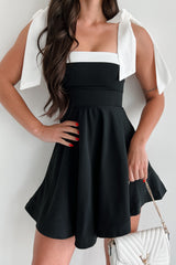 Chic Demeanor Tie-Shoulder Mini Dress (Black)
