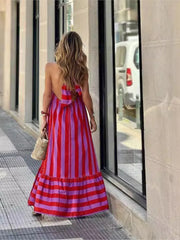 Chic Backless Halter Neck Casual Dress for Women