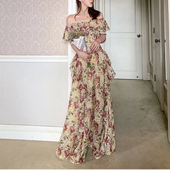 Boho Chic Floral Floor-Length Vintage Dress for Summer