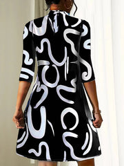 Chic Autumn Long Sleeve Print Mini Dress for Women