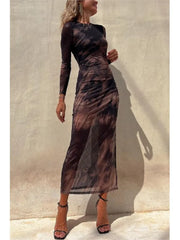 Chic Long Sleeve Mesh Dress for Women - Spring & Autumn