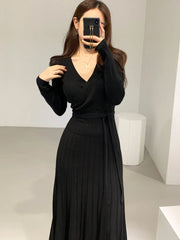 Chic Long Sleeve Stretchy Knitted Bodycon Dress for Women
