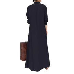 Chic Loose Cut Maxi Dress with Button Closure