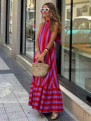 Chic Backless Halter Neck Casual Dress for Women
