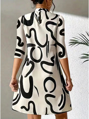 Chic Autumn Long Sleeve Print Mini Dress for Women
