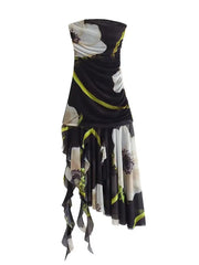 Chic Irregular Hem Silk Wrap Dress for Women