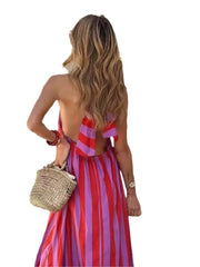Chic Backless Halter Neck Casual Dress for Women