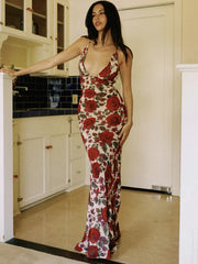 Chic Backless Bodycon Spaghetti Strap Print Dress