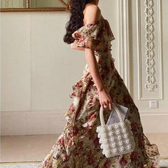 Boho Chic Floral Floor-Length Vintage Dress for Summer