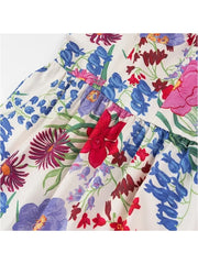 Chic Floral Print Tiered Midi Dress with Side Zipper