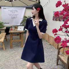 Chic Women's V-Neck A-Line Summer Dress with Patchwork